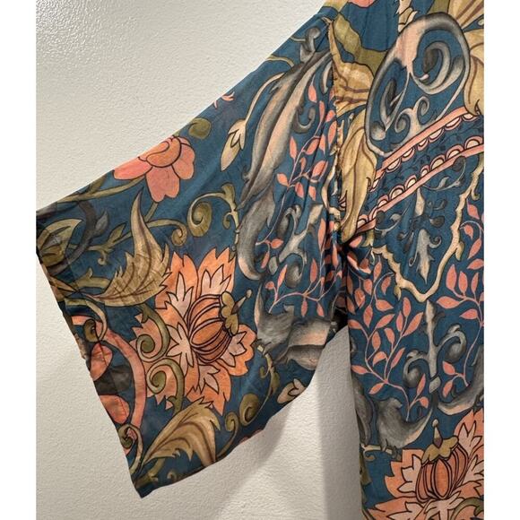 Powder UK Women’s Floral Print Kimono Wrap Colorful Festival Boho Artsy READ - Picture 4 of 16